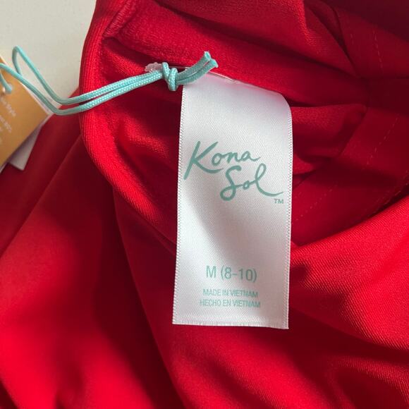 KONA SOL NWT One Piece Swimsuit, Medium, Red One Shoulder - Picture 9 of 9